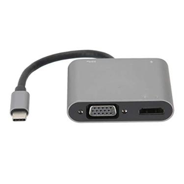Imagem de Hub USB portátil tipo C 4 em 1 para PD+HDMI+VGA+USB, adaptador de computador Plug and Play