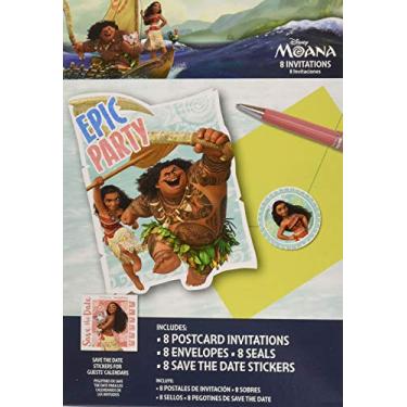 Imagem de amscan Moana Postcard Invitations,Multi-Colored,One Size (491832)