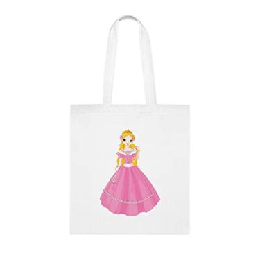 Imagem de Sacola de princesa de conto de fadas, presente de princesa de conto de fadas, bolsa de ombro de princesa de conto de fadas, bolsas reutilizáveis de princesa de conto de fadas, ideia de de Natal, Branco