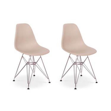 Imagem de Conjunto 02 Cadeiras Charles Eames Eiffel Base Metal Design - Nude - I
