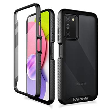 Imagem de Wahhle Capa para Samsung Galaxy A03S 5G, protetor de tela embutido de corpo inteiro à prova de choque Slim Fit Capa protetora de telefone para Samsung A03S 5G-preto/transparente