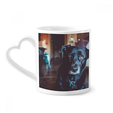 Imagem de Caneca com imagem de animal de estimação de cachorro preto caneca de café cerâmica copo de coração de vidro