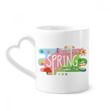 Imagem de Caneca com ilustração da estação de primavera café cerâmica copo de coração de vidro
