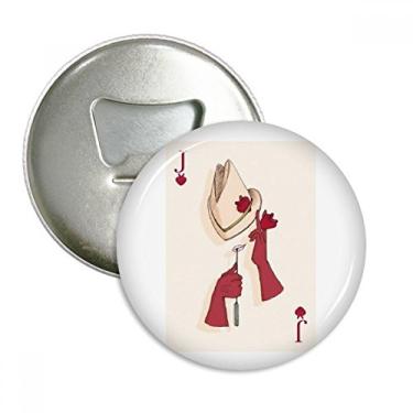 Imagem de Cartas de Baralho Coração Padrão J Abridor de Garrafas Emblema Multifuncional Emblema