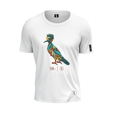 Imagem de Camiseta Pássaro Shap Life Colorido Algodão T-Shirt Cor:Branco;Tamanho:M