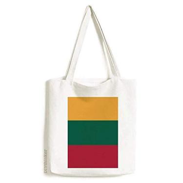 Imagem de Bolsa de lona com bandeira nacional da Lituânia e país da Europa, bolsa de compras casual