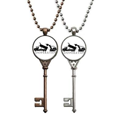 Imagem de OFFbb-USA Colar de chaves de sedimentos para transporte cooperativo, pingente, joias, decoração de casais