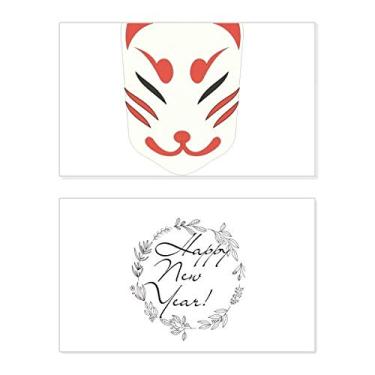 Imagem de Cartão de felicitações de Ano Novo Tradicional Japonês Local Cabeça de Raposa Mensagem Presente