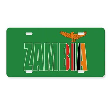 Imagem de DIYthinker Placa de carro com nome da bandeira da Zâmbia em aço inoxidável para decoração de carro