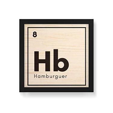 Imagem de Arte Maníacos Quadro Decorativo em Madeira Hamburguer Elemento - 30x30cm (Moldura caixa em laca preta)