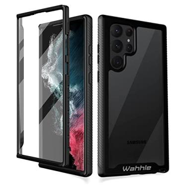 Imagem de wahhle Capa compatível com Samsung Galaxy S22 Ultra, protetor de tela integrado, à prova de choque, ajuste fino, capa protetora para celular para Samsung S22 Ultra 5G-preto/transparente