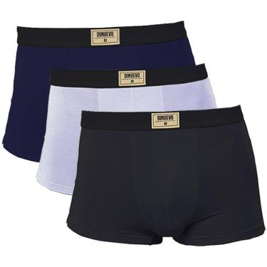 Imagem de Kit 3 Cuecas Boxer Di Nuevo 100%Algodão Premium Azul, Preto e Branco