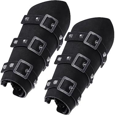 Imagem de YingHwa Pulseira de couro masculina/feminina exagerada masculina de couro rock pulseira personalizada de couro largo punk medieval acessório para cosplay, 9.44" X 7.67", Sem pedras preciosas