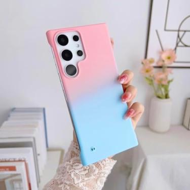 Imagem de Capa ultrafina gradiente colorida fosca à prova de choque para Samsung Galaxy S23 S22 S21 S20 Plus Capa de plástico rígido ultra sem moldura, rosa azul, para Samsung S20
