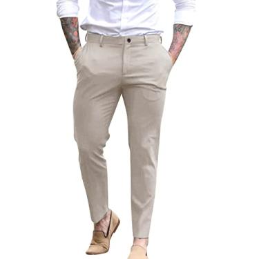 Imagem de Calça masculina casual esportiva grossa bolso de algodão multicolorida grande calça sanitária espuma, Caqui, G
