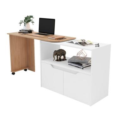 Imagem de Escrivaninha com Tampo Giratório Stanley 2 PT Branca e Aveiro