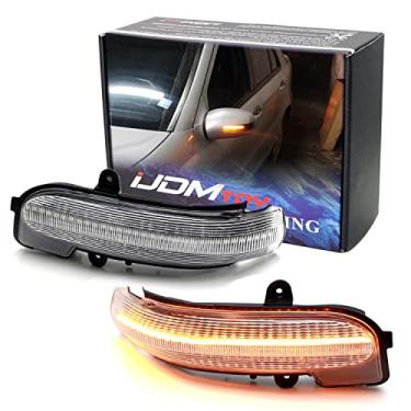 Imagem de iJDMTOY Kit de montagem de luz sequencial dinâmica com lente branca/transparente, pisca/fluxo completo de LED para espelho lateral compatível com Mercedes Benz 2001-2007 W203 C-Class Sedan ou C230