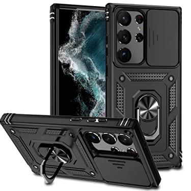 Imagem de COTDINFOR Capa protetora resistente à prova de choque compatível com Samsung Galaxy S23 Ultra com suporte de anel durável à prova de choque para Samsung Galaxy S23 Ultra preta TC