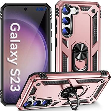 Imagem de ADDIT Capa para Samsung Galaxy S23 Capa para celular Samsung S23, grau militar, resistente, com anel de suporte, suporte magnético para carro para Samsung Galaxy S23, capa ouro rosa