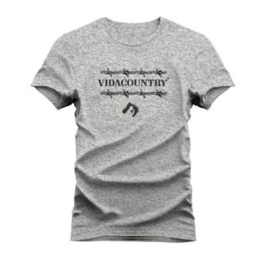 Imagem de Camiseta Plus Size Estampada Unissex Algodão Confortável Vida Country Porteira-Unissex