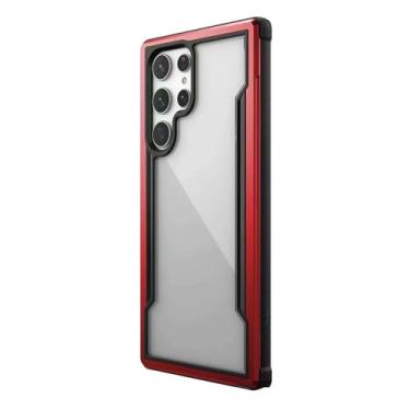 Imagem de YEXIONGYAN Capa para Samsung Galaxy S24ultra/S24plus/S24, capa de proteção contra quedas de grau militar, capa transparente de liga de alumínio, vermelha, S24