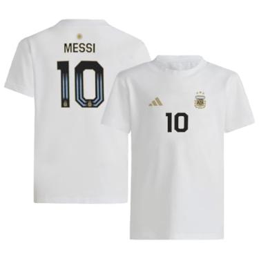 Imagem de adidas Camiseta masculina Lionel Messi #10 Argentina National Team Nome e Número do Jogador, Branco, GG