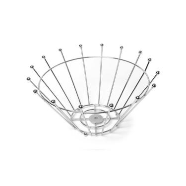 Imagem de Fruteira Aramada para Mesa de Jantar em Metal Prateado para Frutas e Objetos de Cozinha Cesto 25cm