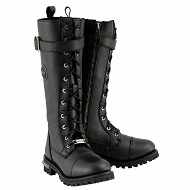 Imagem de Botas de couro de cano alto com fivela de panturrilha Milwaukee Leather MBL9355 pretas de 35,56 cm com cadarço - 38
