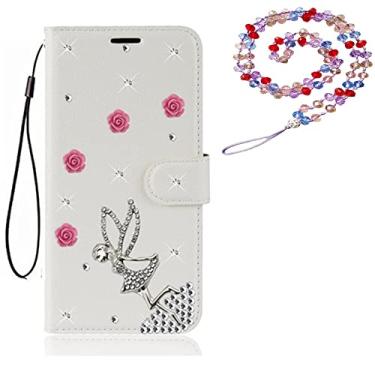 Imagem de Capa para Samsung Galaxy S22 Plus, capa protetora de couro brilhante e alça de pescoço [suporte] [compartimentos para cartões] [fecho magnético] para Samsung Galaxy S22 Plus (# 25)