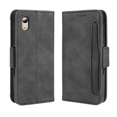 Imagem de Capa com compartimento para cartão para ZTE Blade A3 Lite, capa flip de couro para ZTE Blade A3 Lite, capa magnética retrô para celular, capa carteira com compartimentos para cartão