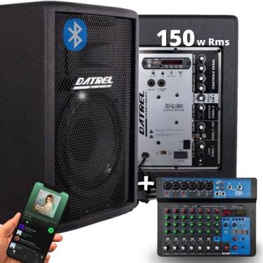 Imagem de Kit Caixa de som AT 8-150w +Mesa de som amplificada 8 canais - Datrel,