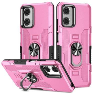 Imagem de Sidande Capa para Moto G34 5G, Motorola G34 XT2363-2, suporte de suporte resistente magnético embutido para carro, à prova de choque, capa protetora para celular para Motorola Moto G34 5G rosa