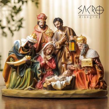 Imagem de Imagem Presépio Natal 40x30cm Resina Importada Completo - Sacro