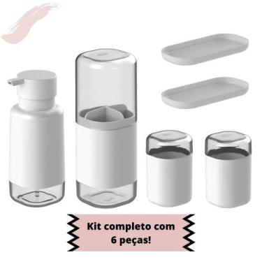 Imagem de Conjunto Lavabo Banheiro Completo 6 Peças Com Porta Escovas Porta Sabo