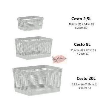 Imagem de KIT 3 Cestos Organizadores Caixas Organizadoras, 20L 8L e 2,5L - OU, B