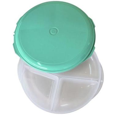 Imagem de 01 Petisqueira Prato Chic Izumi Color, Redondo,3 Divisões, Verde