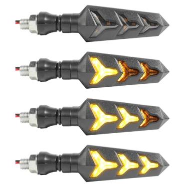 Imagem de RACOONA 4 peças de seta de motocicleta, pisca-piscas de motocicleta, acessórios para carro, indicadores de motocicleta, luzes de seta, em forma de Y, 12 V, 12 lâmpadas de LED, luzes diurnas para