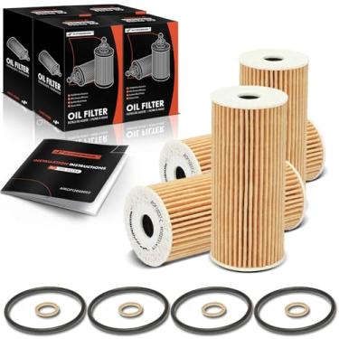 Imagem de A-Premium Filtro de óleo de proteção 10K Miles compatível com Kia Stinger 2018-2023, K900 2019-2020 e Genesis G80 2018-2020, G70 2019-2023, G90 2017-2022, conjunto de 4 peças, substituição # L3 9175,