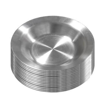 Imagem de Kit 50 Pratos Alumínio Polido Reforçado para Merenda Escolar - OkaySho