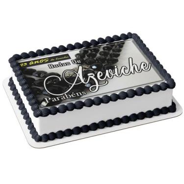 Imagem de Papel De Arroz P/ Bolo 43 Anos De Casados Bodas De Azeviche - Genérico