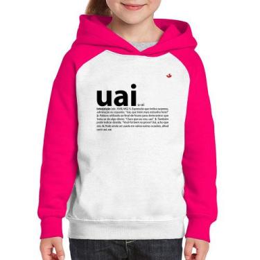 Imagem de Moletom Infantil Uai - Significado - Foca na Moda, Branco, Rosa, 14
