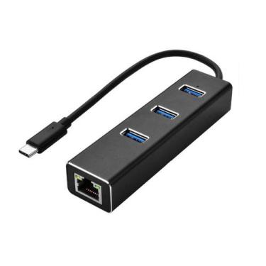 Imagem de Adaptador Usb Tipo C 3.1 Hub 3.0 Ethernet Rj45 Usb-C Usbc - Js Technol