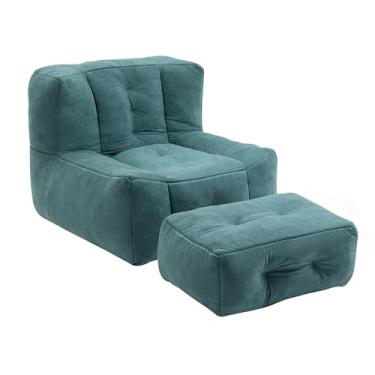 Imagem de Uneeruiqy Puff Cadeira de sofá super macia e preguiçosa com espuma de memória e cadeiras otomanas com destaque moderno cadeiras confortáveis para sala de estar, quartos (verde)