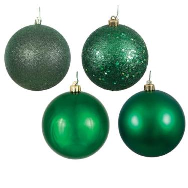 Imagem de Vickerman Enfeite de bola esmeralda de 15 cm com 4 acabamentos sortidos, 4 por caixa