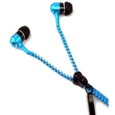 Imagem de SPRINT4DEALS Fones de ouvido com fio com microfone, qualidade de som estéreo, cancelamento de ruído, fones de ouvido para corrida/culinária/academia/esportes (zíper azul)