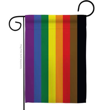 Imagem de Americana Home & Garden Bandeira de jardim da Filadélfia Suporte Orgulho Arco-íris Amor LGBT Gay Bissexual Pansexual Transgênero Decoração de Casa Banner Pequeno Presente de Quintal Dupla face, Tecido