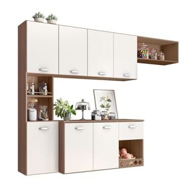 Imagem de Cozinha Moderna Suspensa 6 Portas 1 Gaveta Mila Premium Compacta Aéreo Completo Luxo