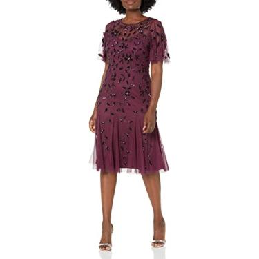Imagem de Adrianna Papell Vestido midi feminino com contas, Cassis, 34