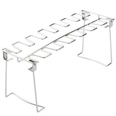 Imagem de SHIKORI Suporte de perna de frango para grelha, fácil de usar, 12 compartimentos, suporte de asa de frango de aço inoxidável premium para acessórios de grelha - suporte de perna de frango