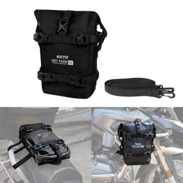 Imagem de tacxmotorrad Bolsa traseira de motocicleta, bolsa de para-choque dianteiro, 8 L, roll-top, impermeável, para sela, bolsas de bagagem para motocicletas - preta